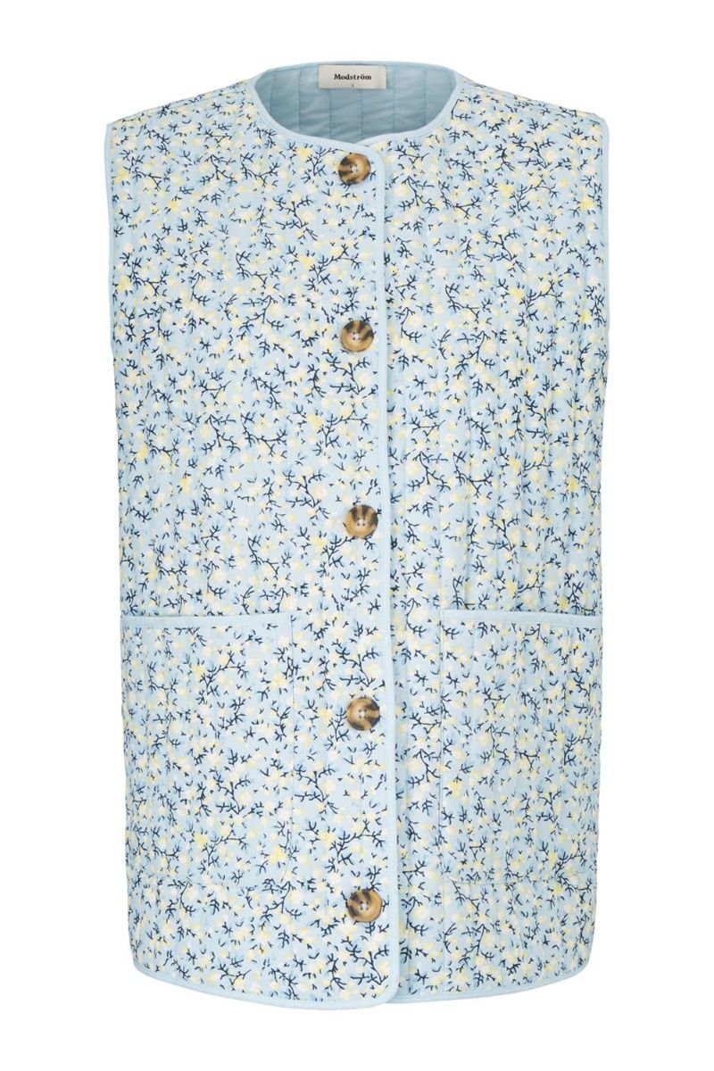 Modström - Vest - Tonni Print Vest - Blue Tulip