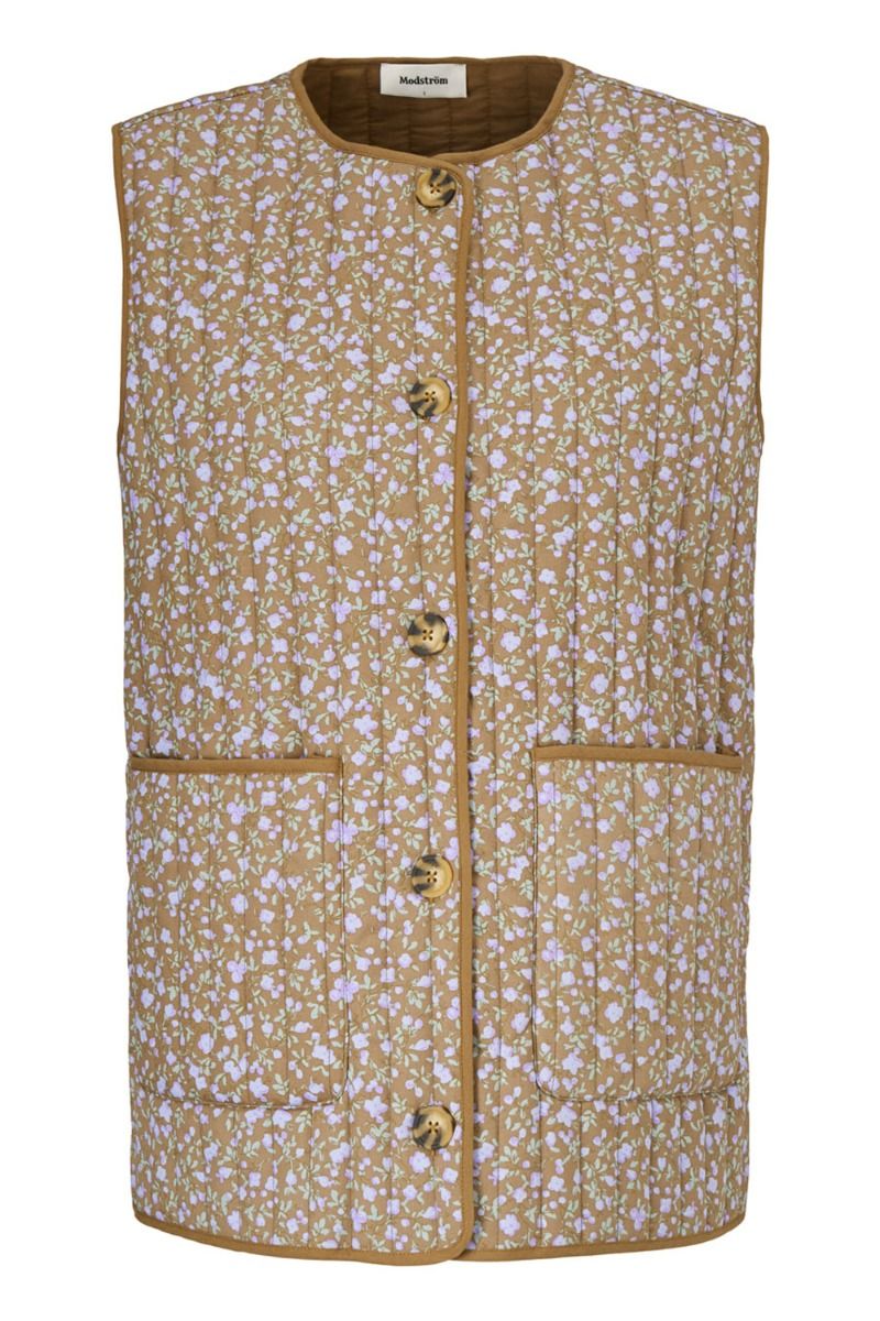 Modström - Vest - Tonni Print Vest - Camel Tulip