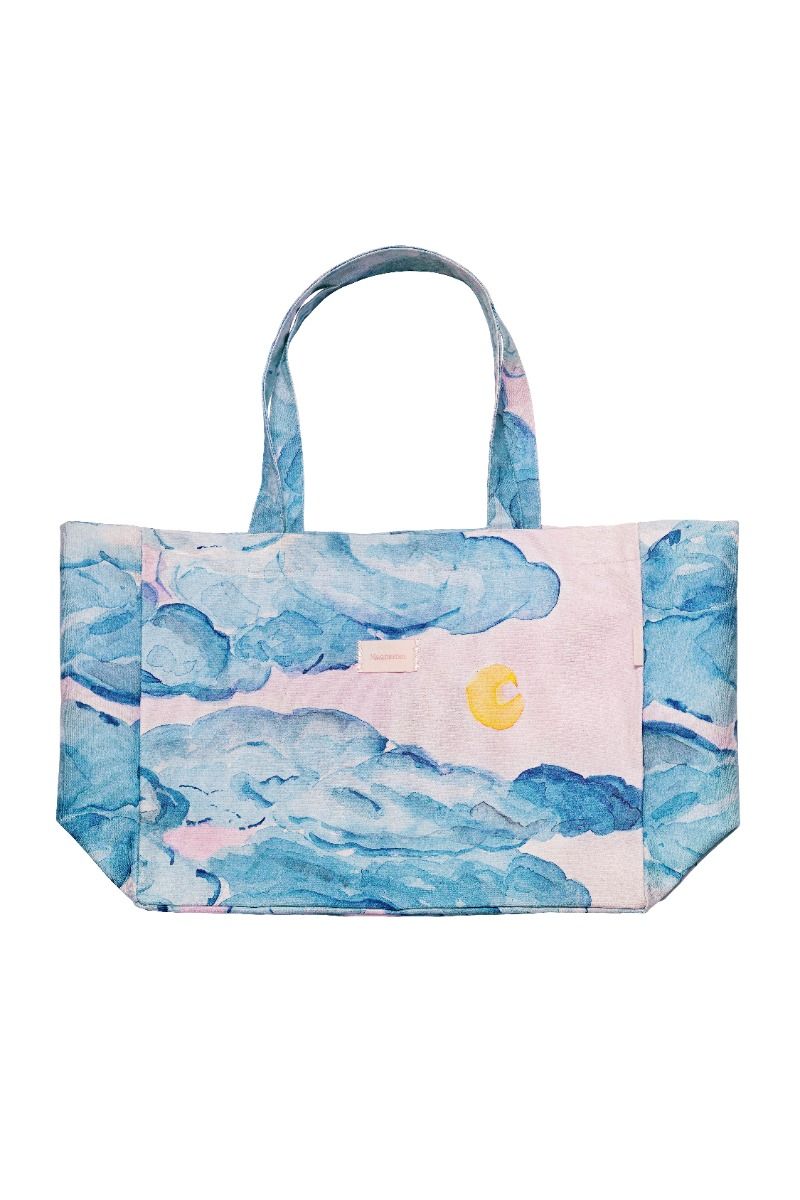 Maanesten - Taske - Big Canvas Totebag Moonshine Rose - Blue