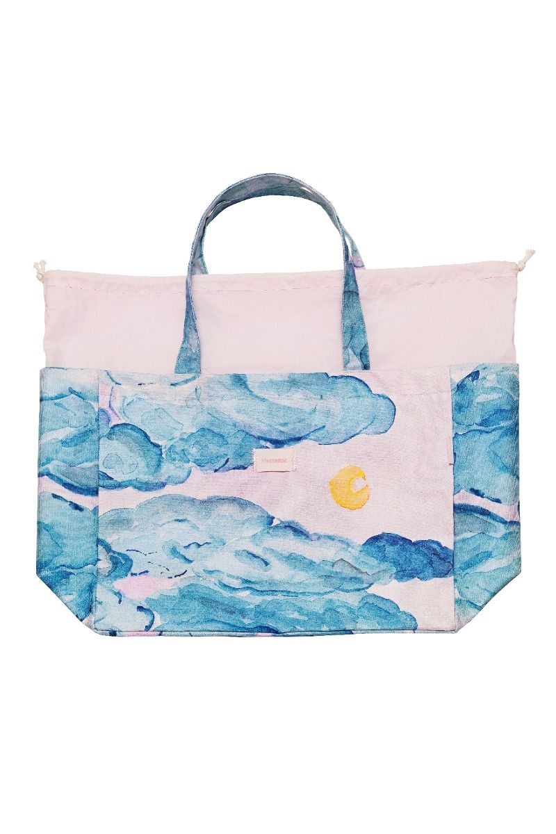 Maanesten - Taske - Big Canvas Totebag Moonshine Rose - Blue