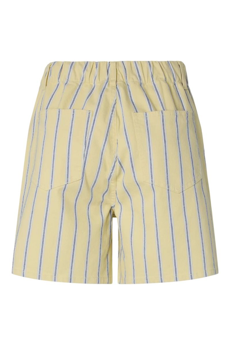 Pieces - Billo MW Tie Denim Shorts - French Vanilla Cloud Dancer & Beaucoup Blue & Oyster Mushrooms (Levering midt april)