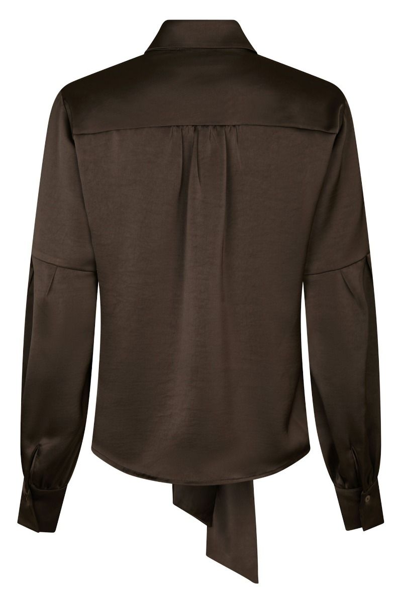 Neo Noir - Bluse - Naja Satin Shirt - Dark Brown