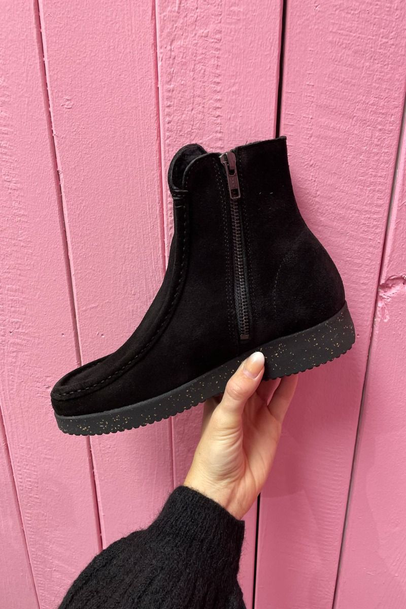 Nature - Sko - Nanna Suede WR w. Fur - Black