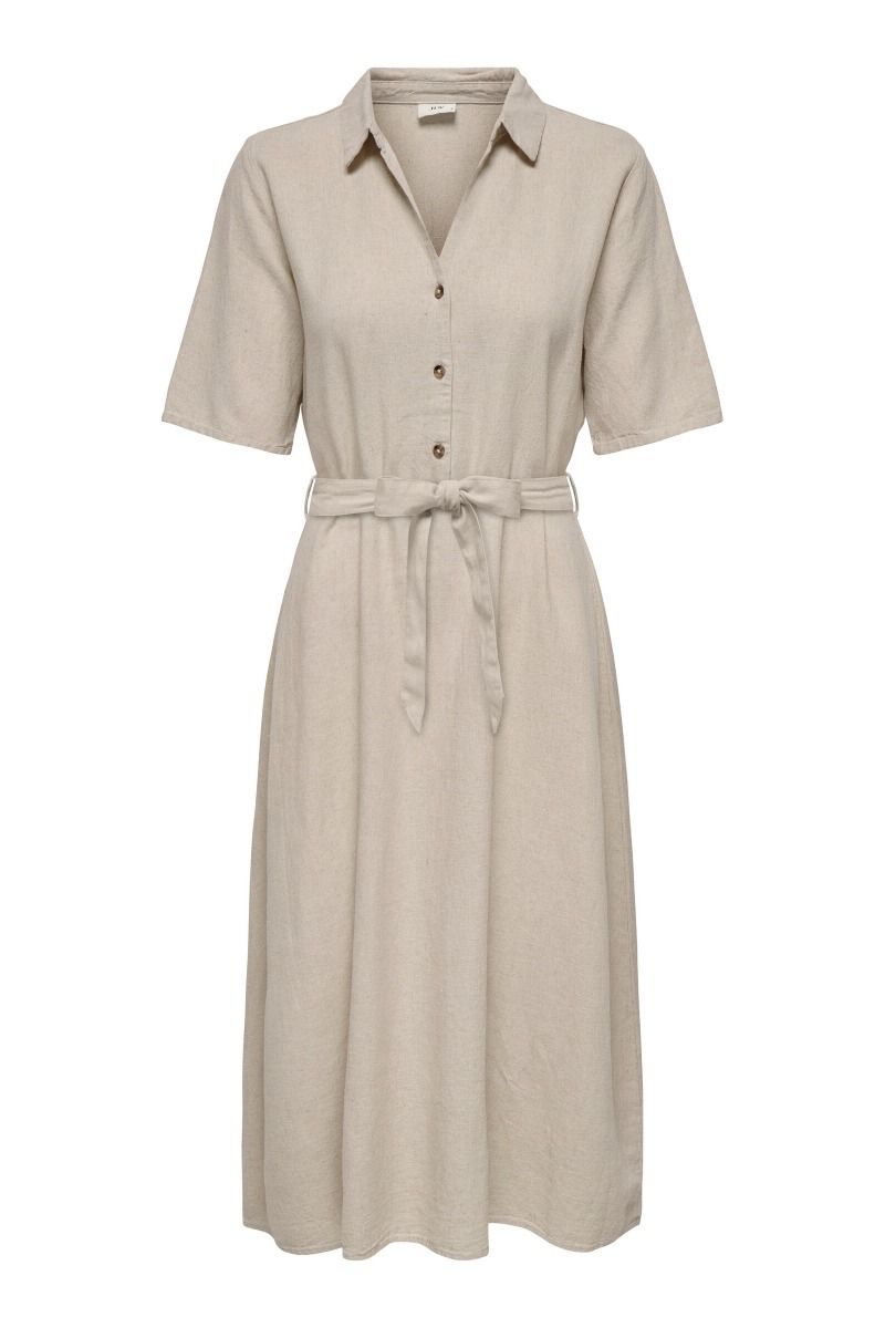 JDY - Kjole - Say 2/4 Midi Shirt Dress - Oatmeal