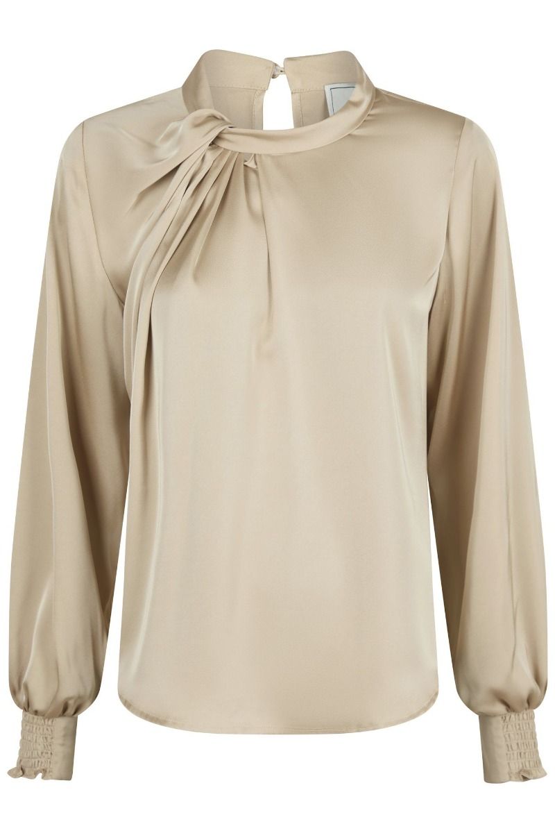 Neo Noir - Bluse - Fairy Drapy Satin Blouse - Champagne