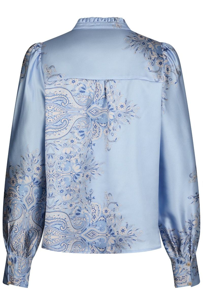 Neo Noir - Bluse - Massima Paisley Border Blouse - Light Blue