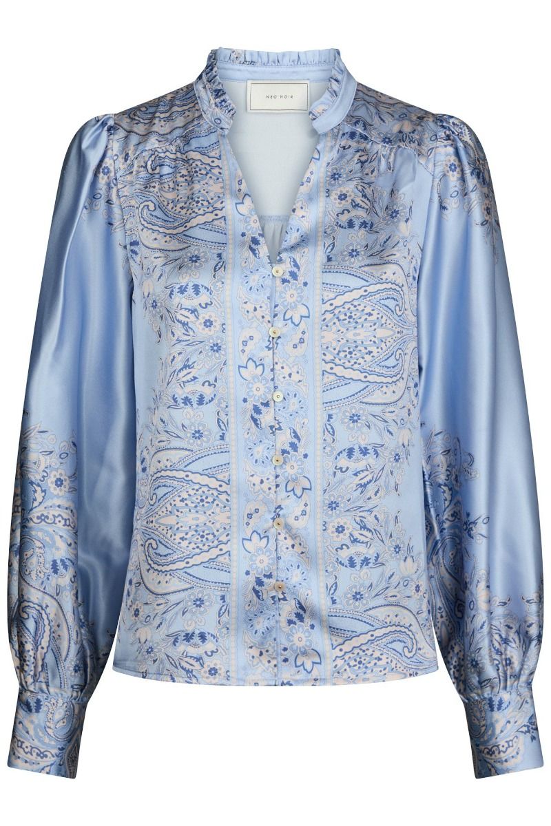 Neo Noir - Bluse - Massima Paisley Border Blouse - Light Blue