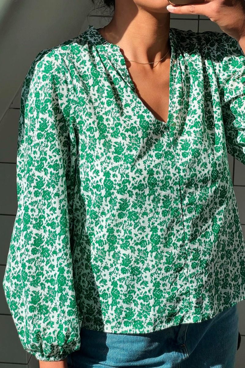 Neo Noir - Bluse - Anett Ikat Flower Blouse - Green