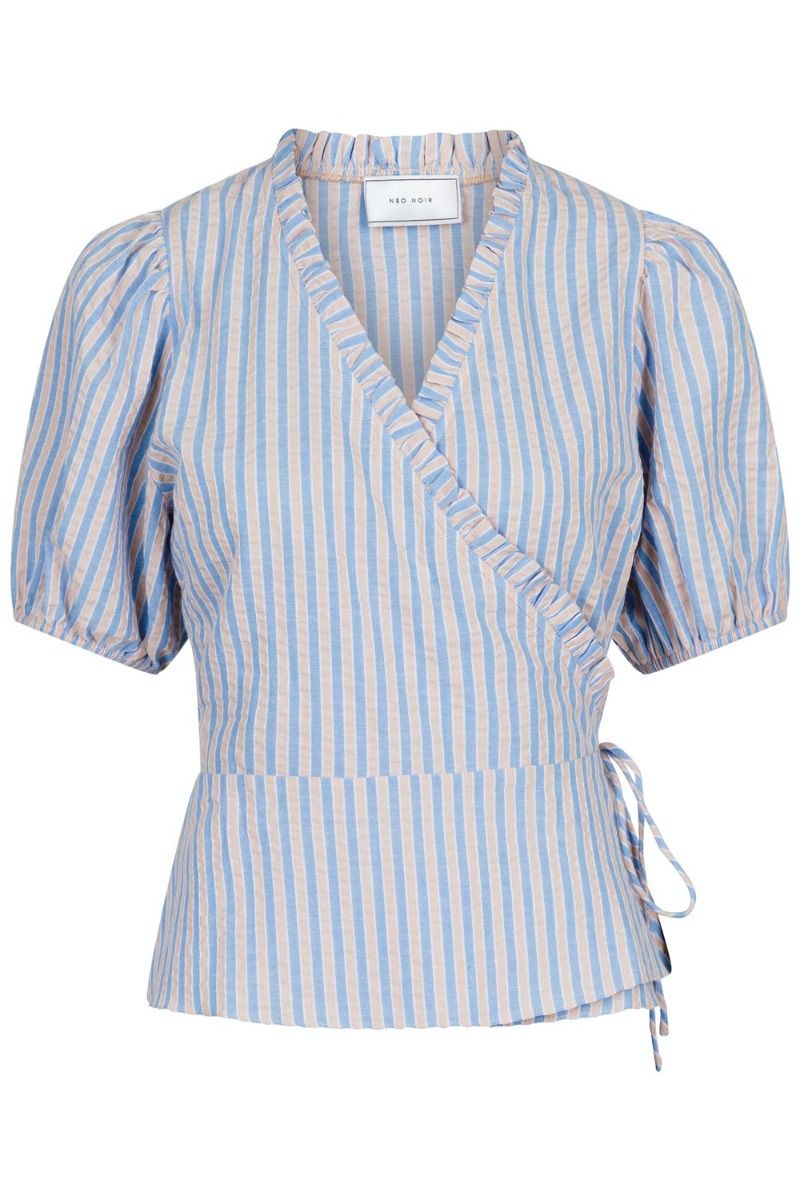 Neo Noir - Bluse - Isabella Stripe Top - Light Blue