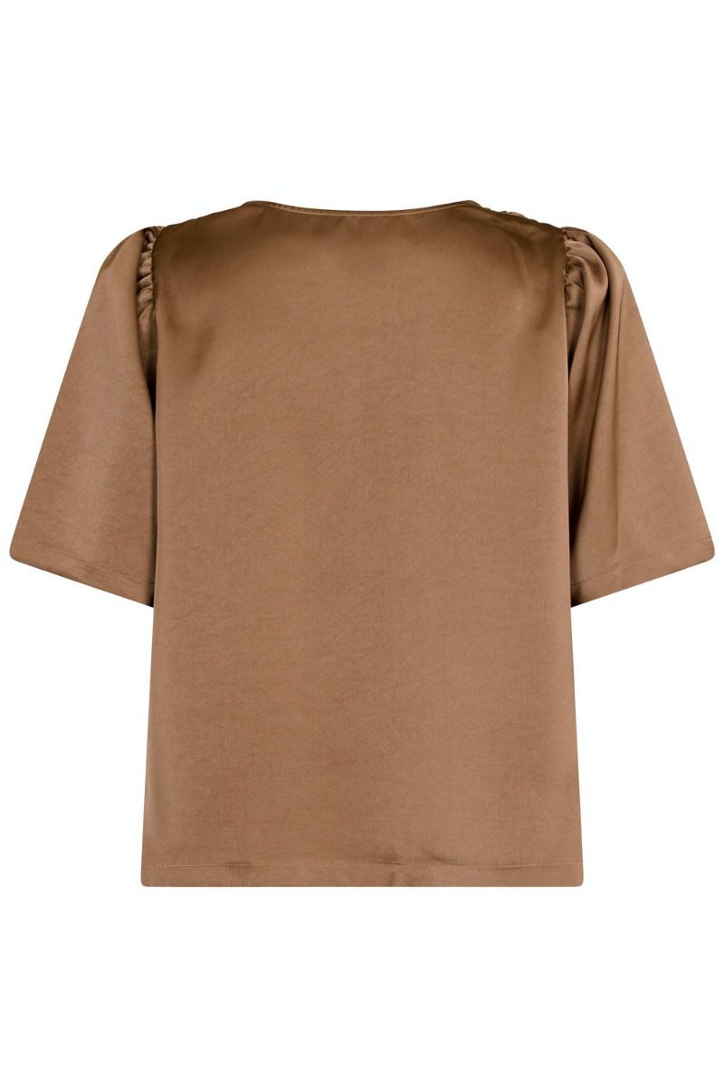 Neo Noir - Bluse - Largo Heavy Sateen Blouse - Dark Taupe