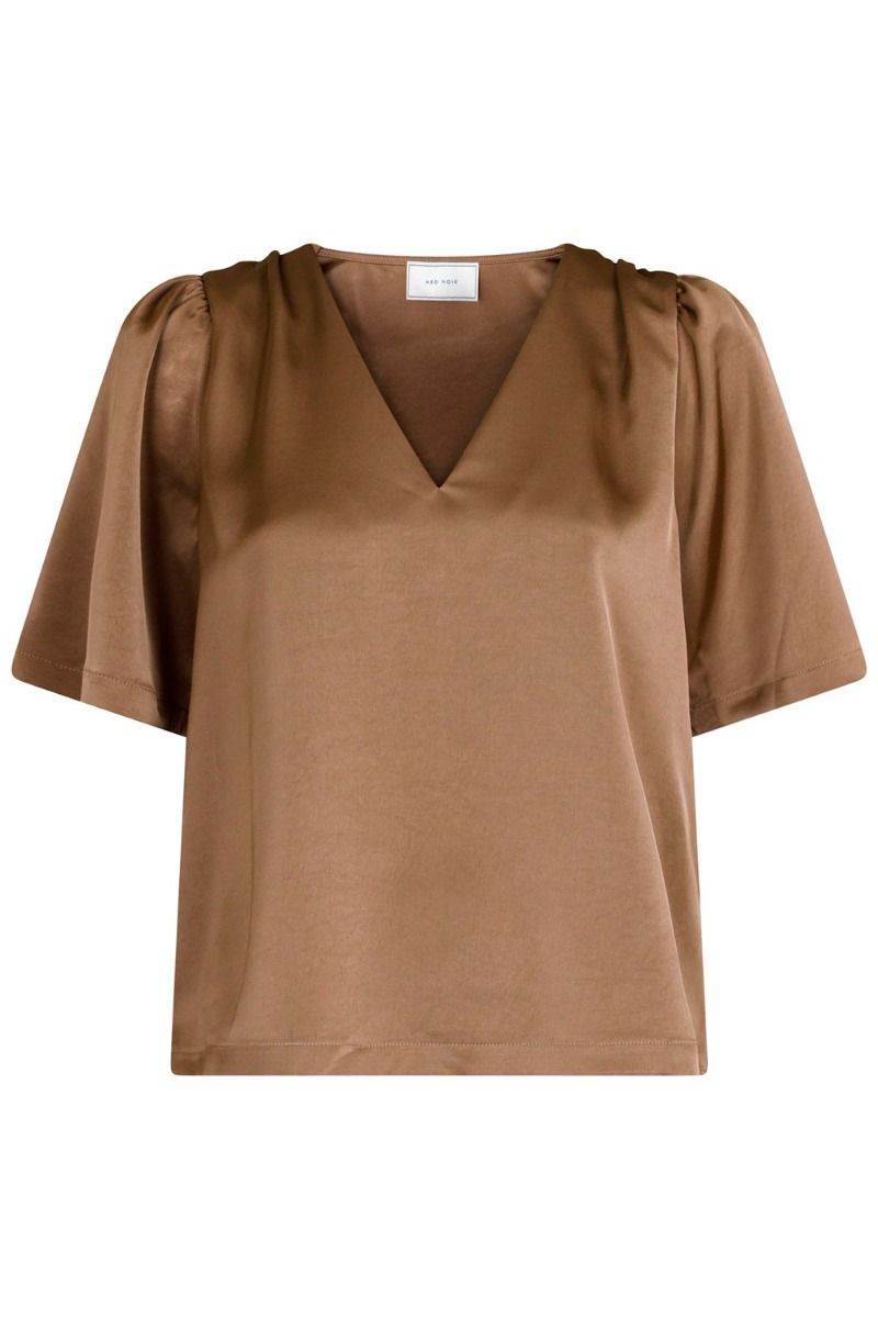 Neo Noir - Bluse - Largo Heavy Sateen Blouse - Dark Taupe