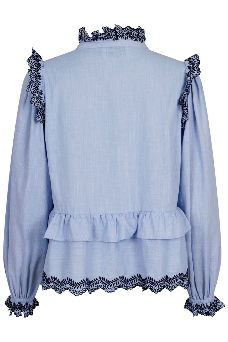 Neo Noir - Bluse - Panama Embroidery Blouse - Light Blue