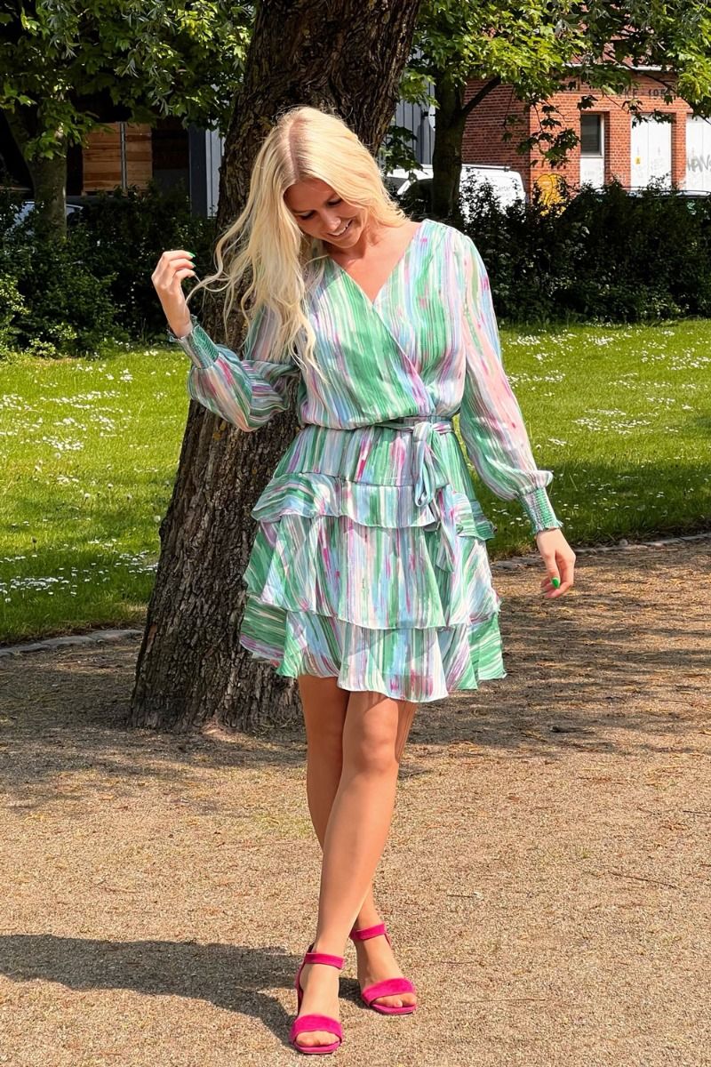 Neo Noir - Kjole - Dennie Blurred Stripe Dress - Green