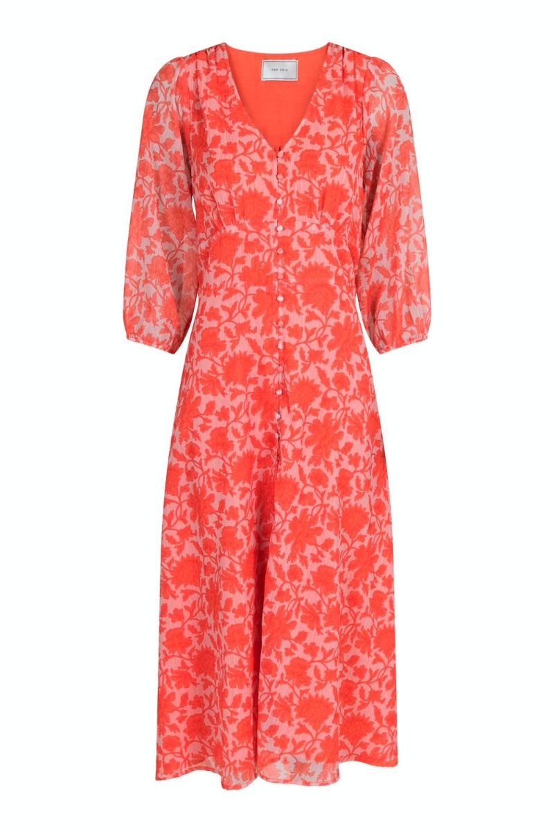 Neo Noir - Kjole - Olana City Flower Dress - Orange