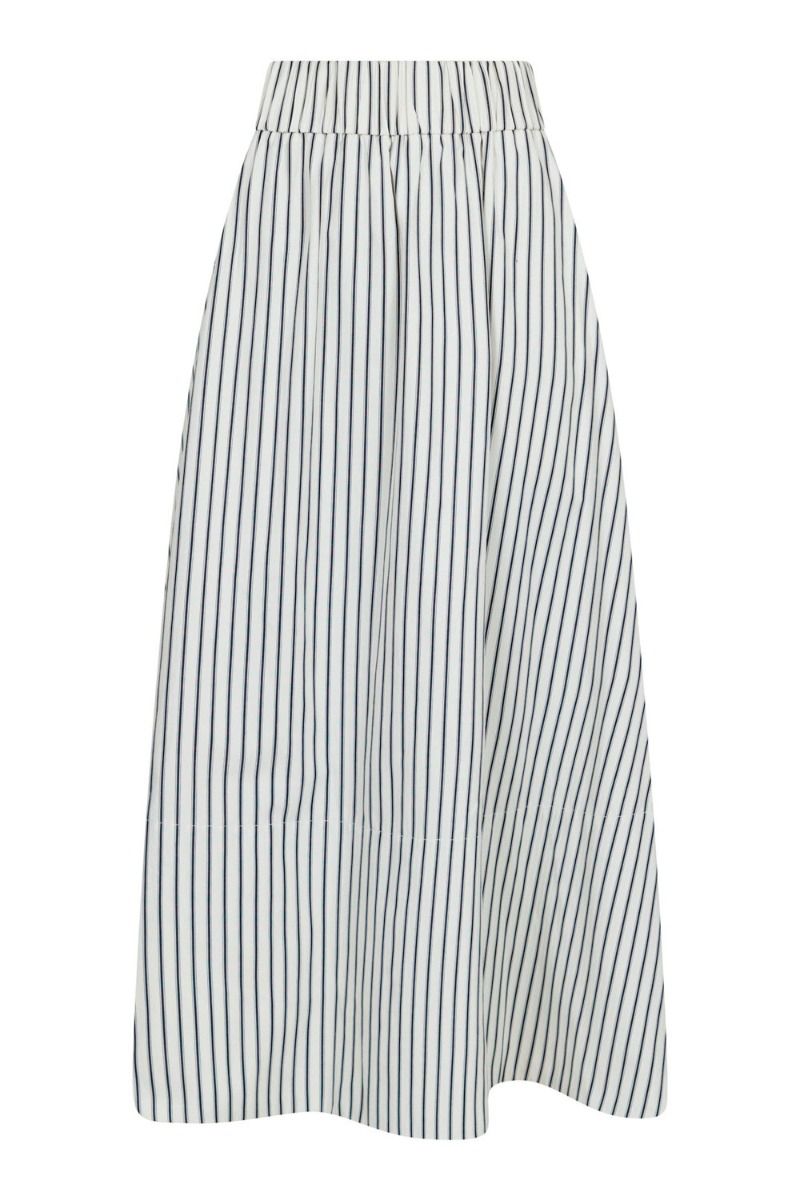 Neo Noir - Nederdel - Yara Long Stripe Skirt - Creme