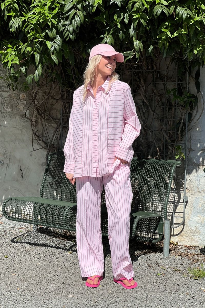 Neo Noir - Bukser - Sonar Multi Stripe Pants - Light Pink