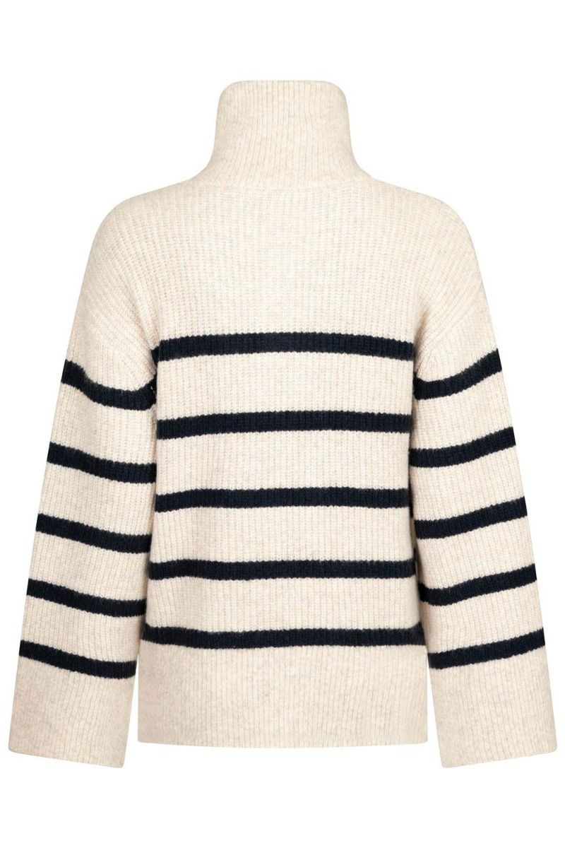 Neo Noir - Strik - Nevena Stripe Knit Blouse - Sand