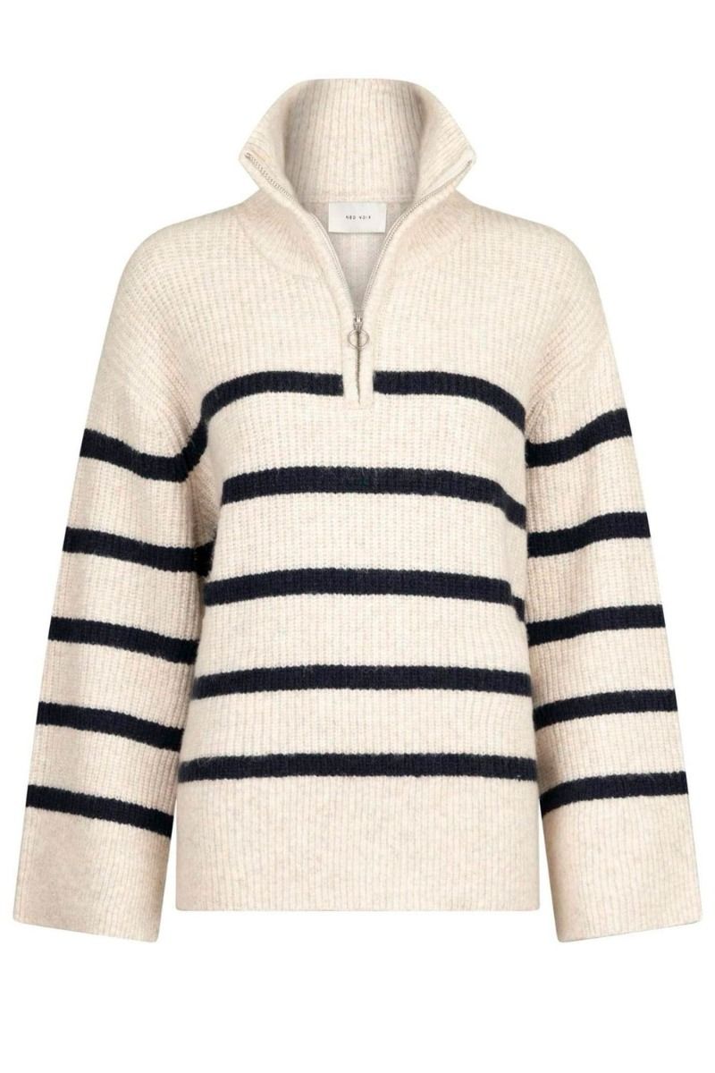 Neo Noir - Strik - Nevena Stripe Knit Blouse - Sand
