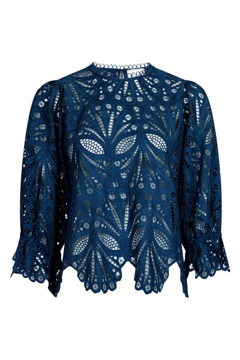 Neo Noir - Bluse - Adela Embroidery Blouse - Navy
