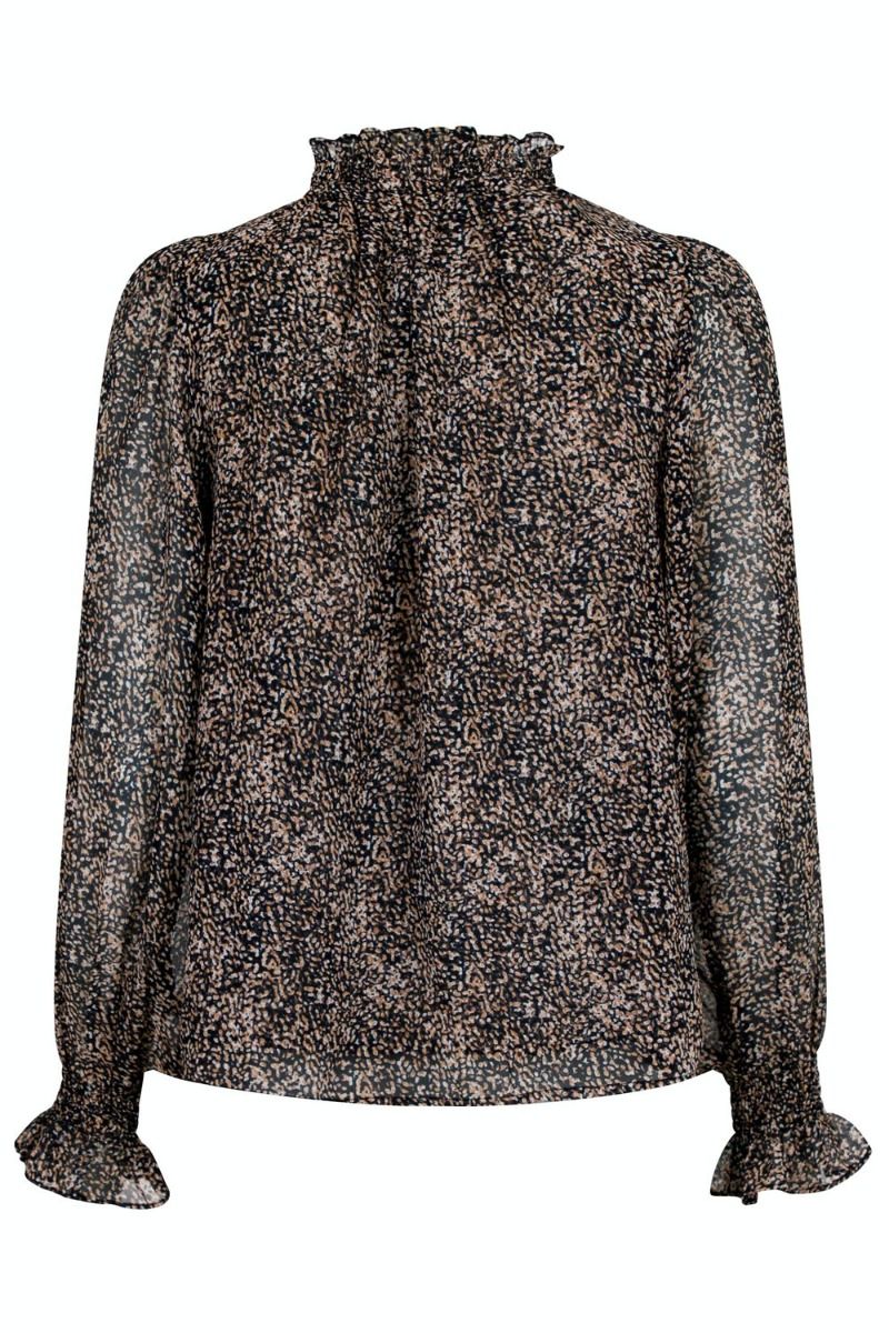 Neo Noir - Bluse - Leia Texture Dot Blouse - Dark Sand