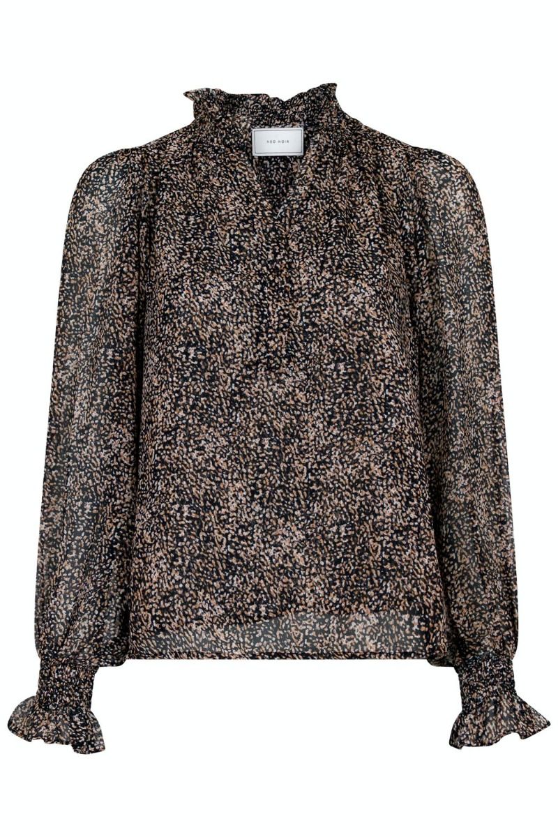 Neo Noir - Bluse - Leia Texture Dot Blouse - Dark Sand