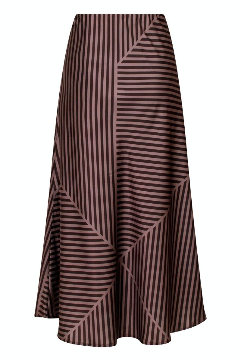 Neo Noir - Bovary Mix Lines Skirt - Dark brown