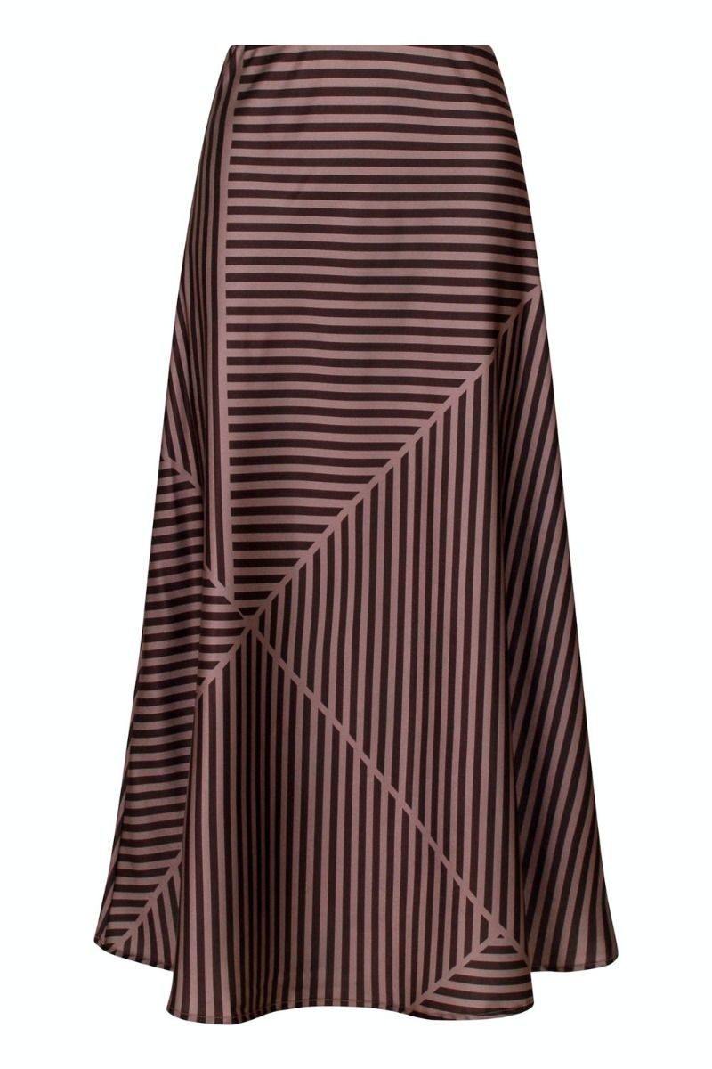 Neo Noir - Bovary Mix Lines Skirt - Dark brown