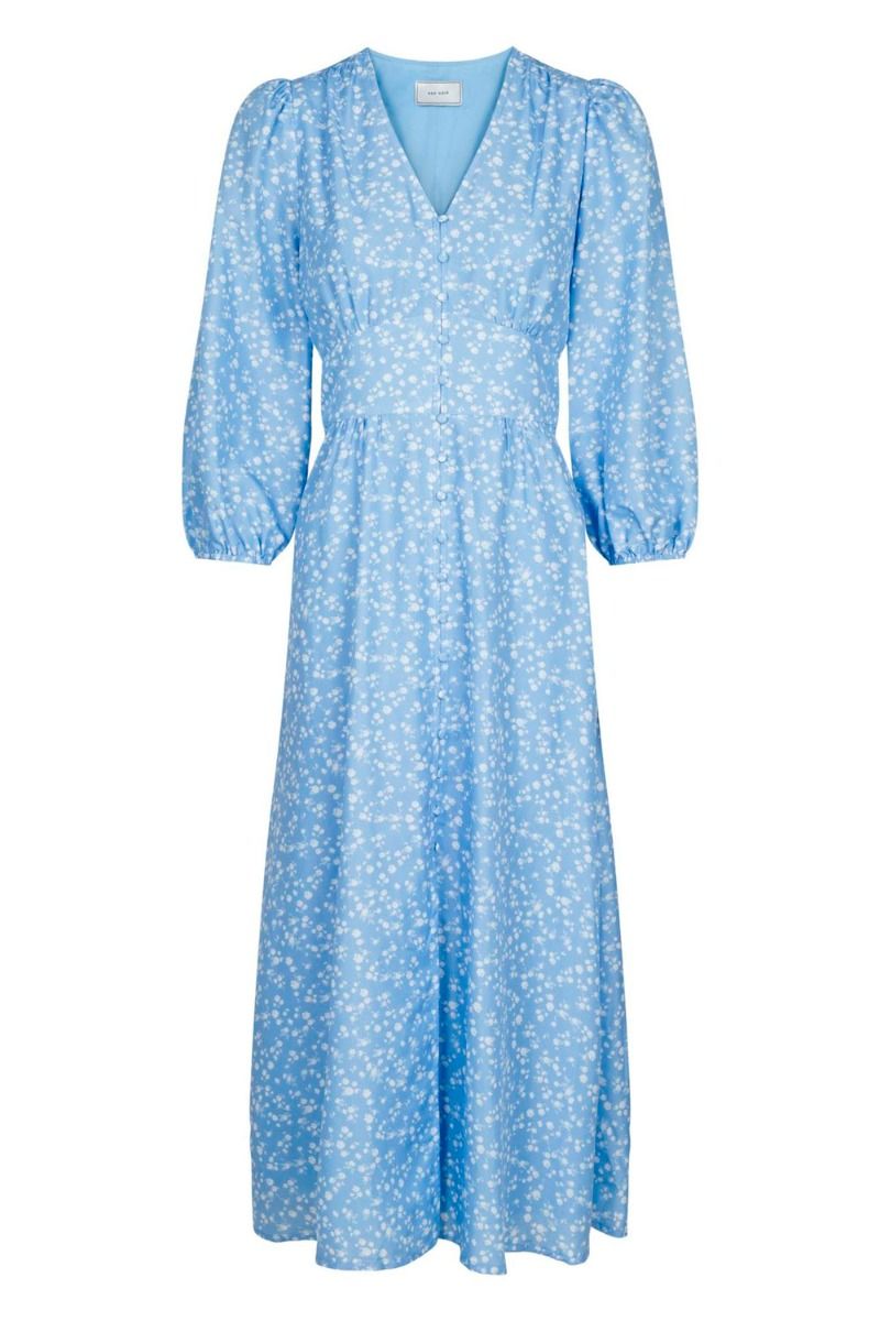 Neo Noir - Kjole - Olana Cloud Flower Dress - Light Blue