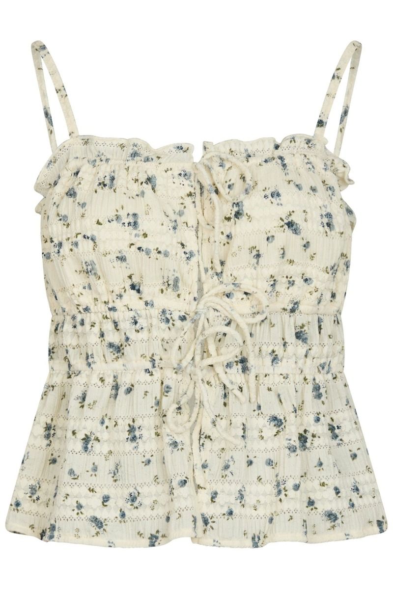 Neo Noir - Top - Seylor Flower Tie Top - Creme