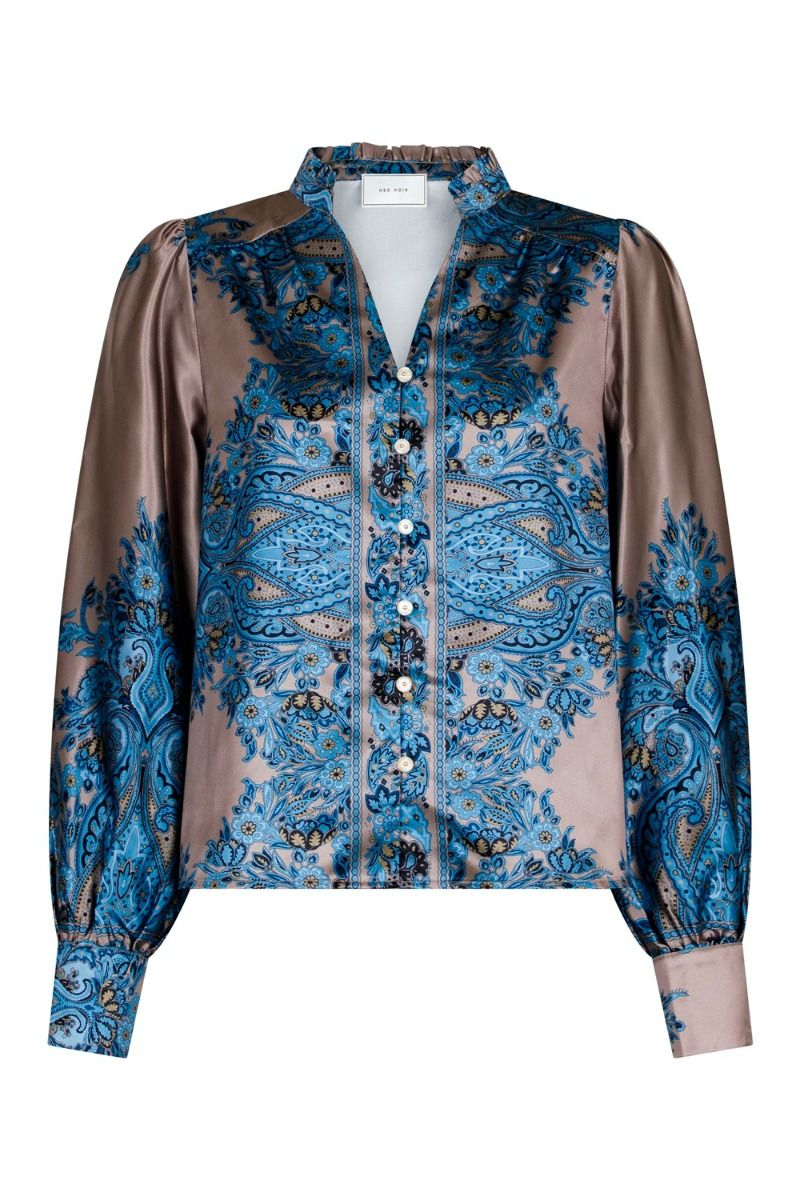 Neo Noir - Skjorte - Massima Paisley Border Blouse - Blue