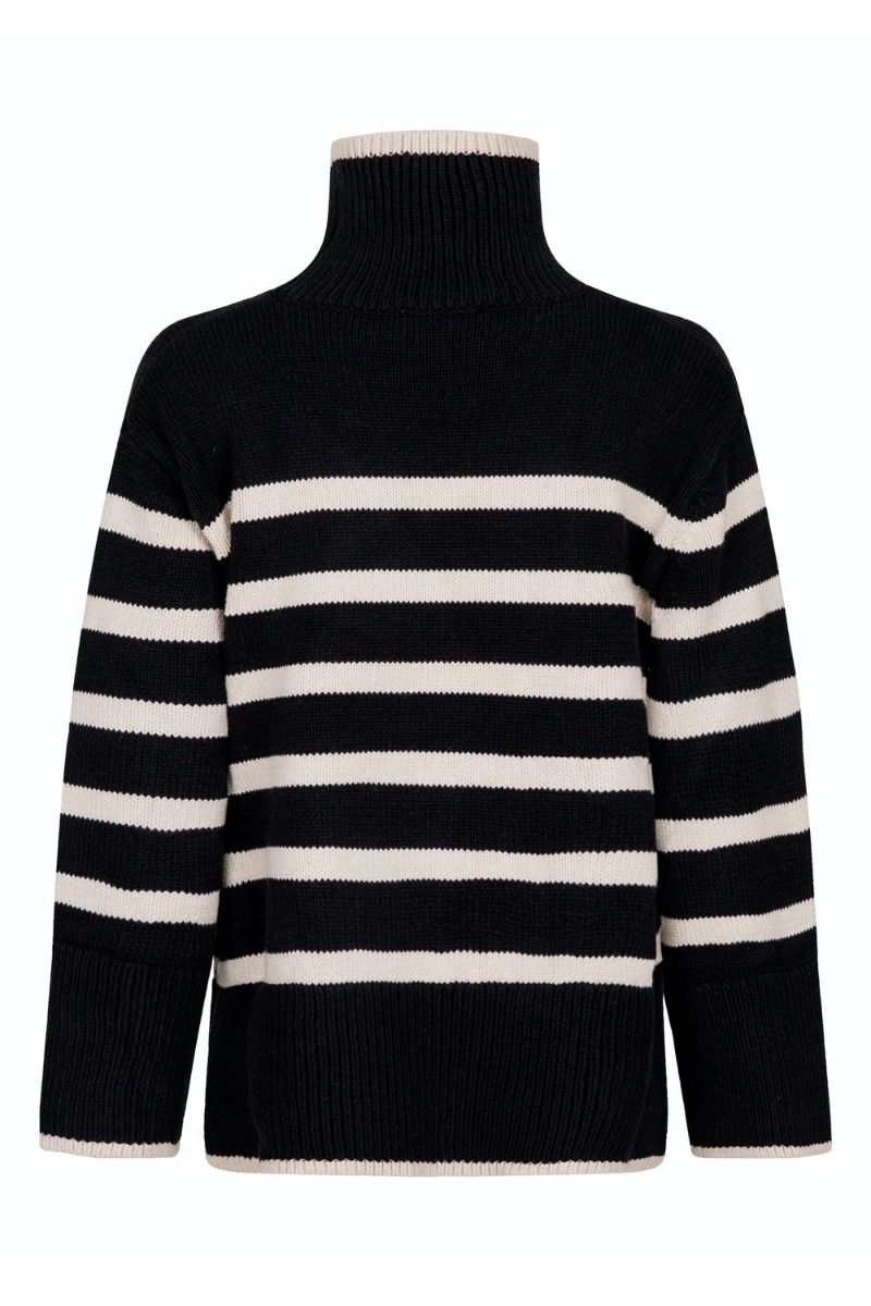 Neo Noir - Strik - Fanning Stripe Knit Blouse - Black