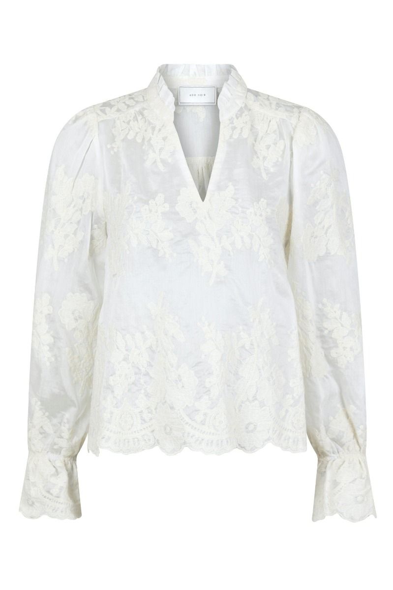 Neo Noir -  Bluse - Amara Big Embroidery Blouse - Off White