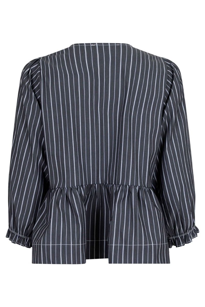 Neo Noir - Bluse - Bella Double Stripe Blouse - Dark Grey
