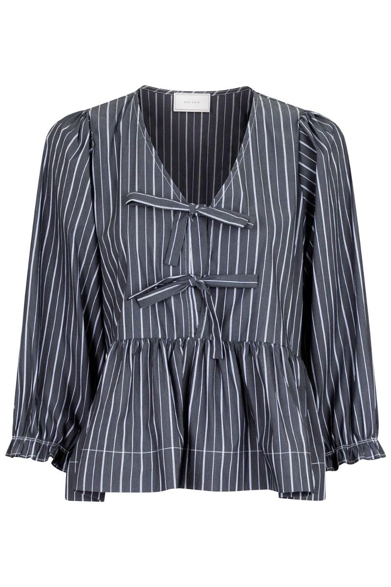 Neo Noir - Bluse - Bella Double Stripe Blouse - Dark Grey