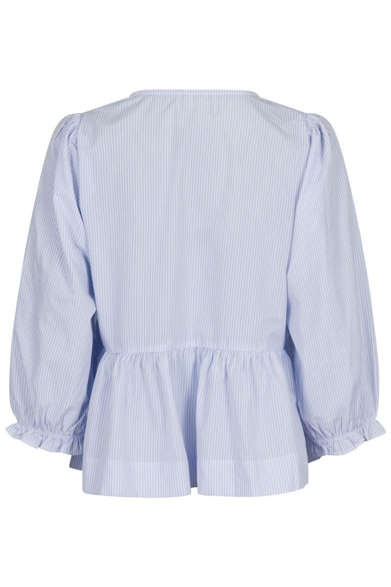 Neo Noir - Bluse - Bella Slim Stripe Blouse - Light Blue Stripe