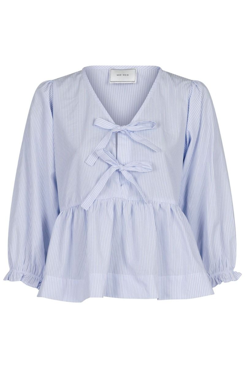Neo Noir - Bluse - Bella Slim Stripe Blouse - Light Blue Stripe