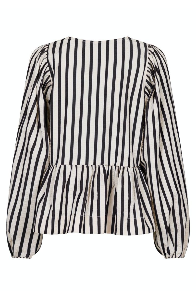 Neo Noir - Bluse - Bessie Contrast Stripe Blouse - Creme