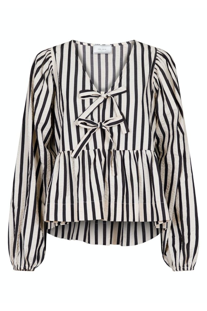 Neo Noir - Bluse - Bessie Contrast Stripe Blouse - Creme