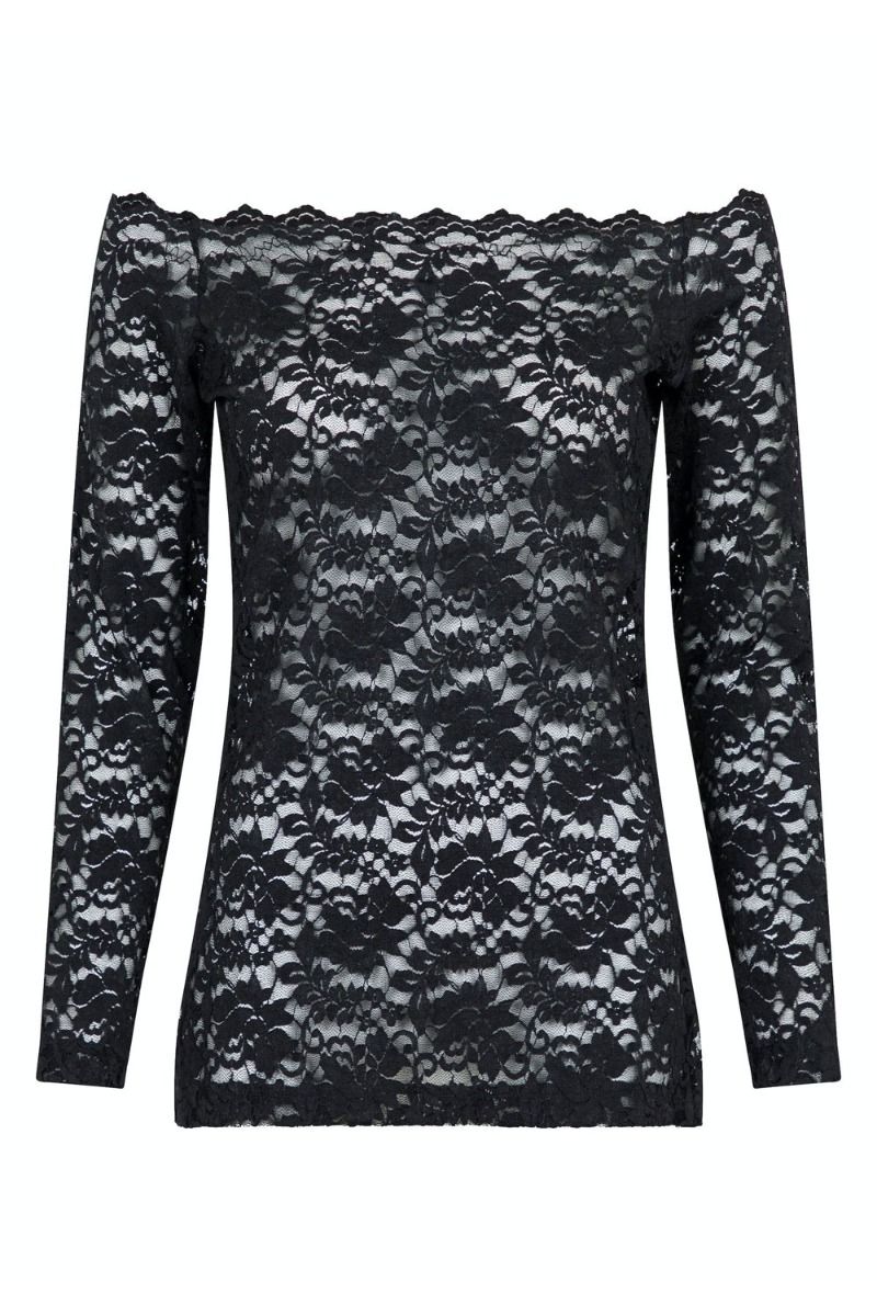 Neo Noir - Bluse - Casadi Lace Flower Blouse - Black