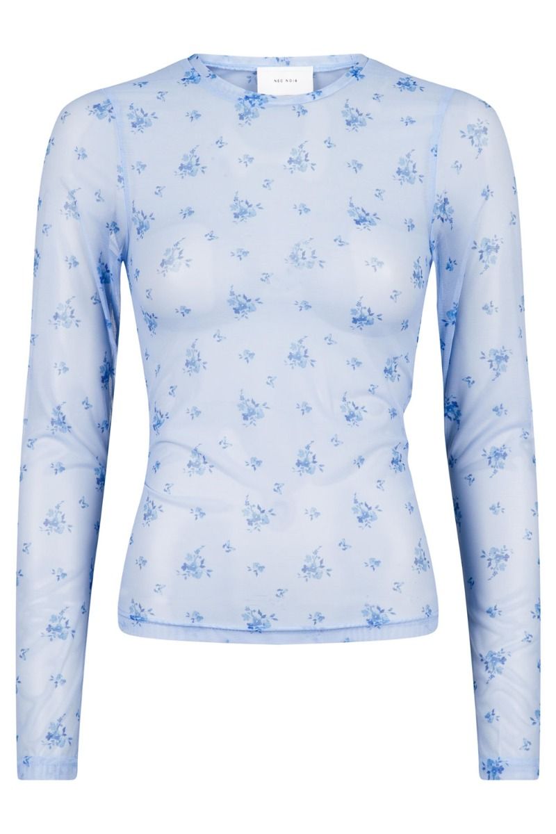 Neo Noir - Bluse - Ella Flower Mesh Blouse - Light Blue