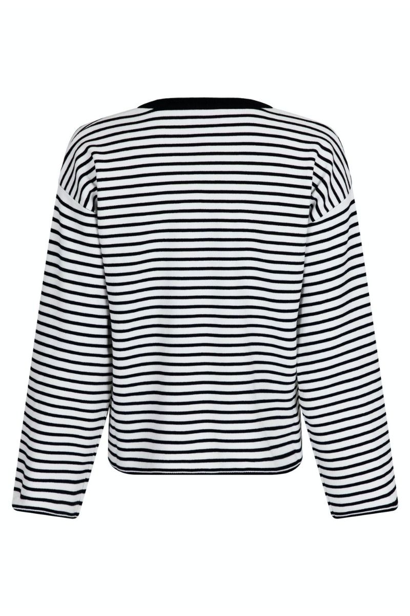Neo Noir - Bluse - Enna Stripe Knit Blouse - White/Black