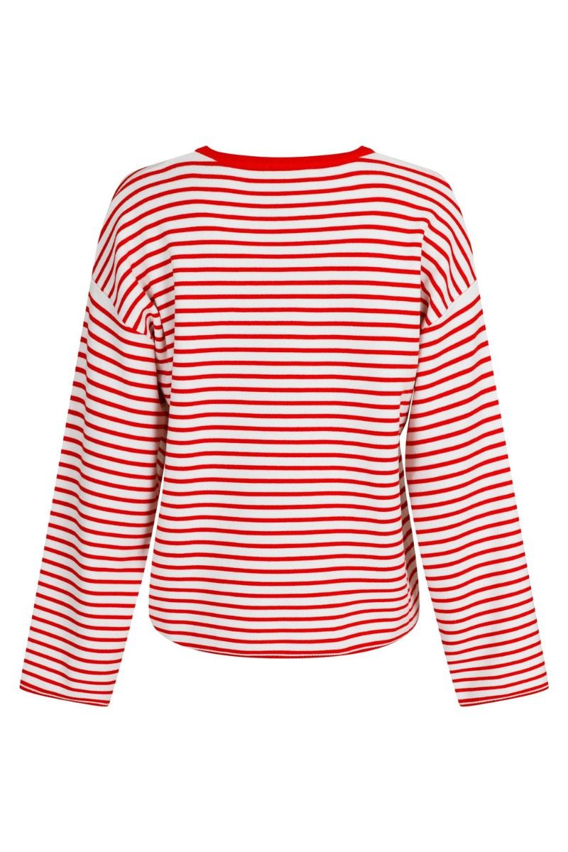 Neo Noir - Bluse - Enna Stripe Knit Blouse - Red
