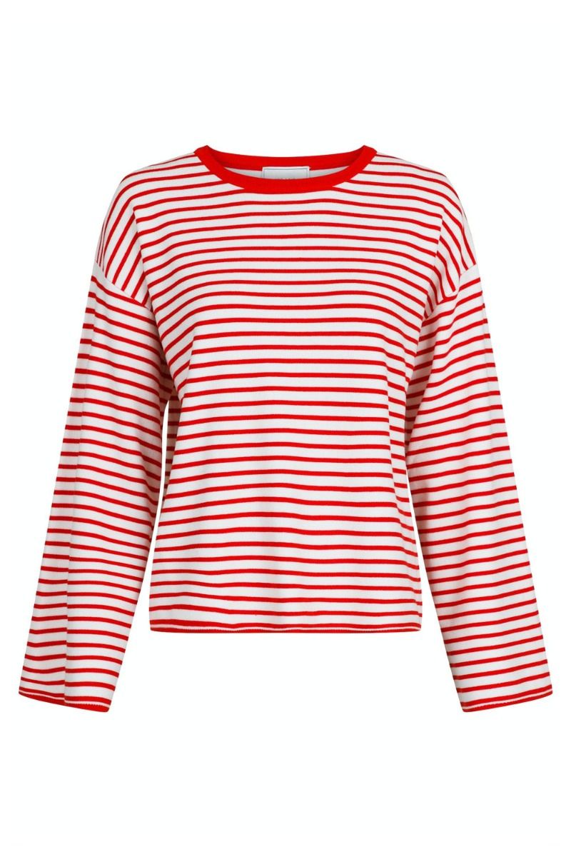 Neo Noir - Bluse - Enna Stripe Knit Blouse - Red