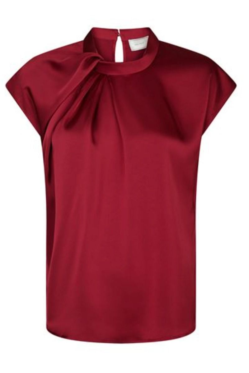 Neo Noir - Bluse - Fleur Drapy Satin Blouse - Wine