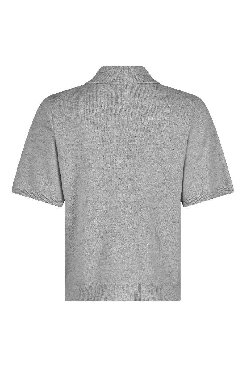 Neo Noir - T-shirt - Gracie Knit Polo Tee - Light Grey Melange
