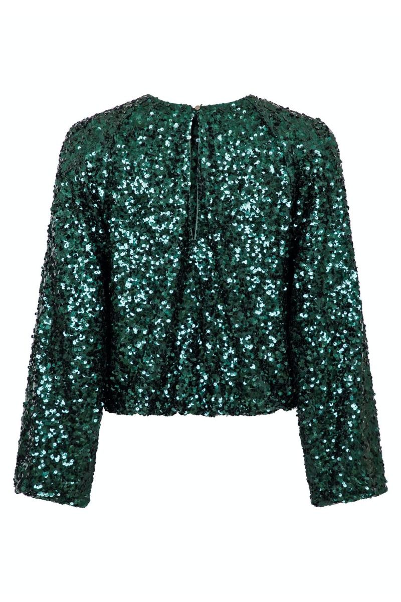 Neo Noir - Bluse - Iris Fall Sequins Blouse - Dark green