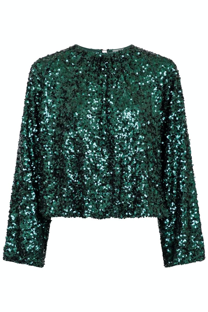 Neo Noir - Bluse - Iris Fall Sequins Blouse - Dark green
