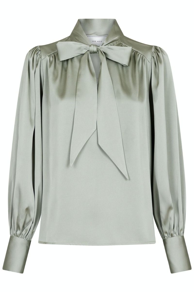 Neo Noir - Bluse - Jaz Bow Blouse - Smoke Green
