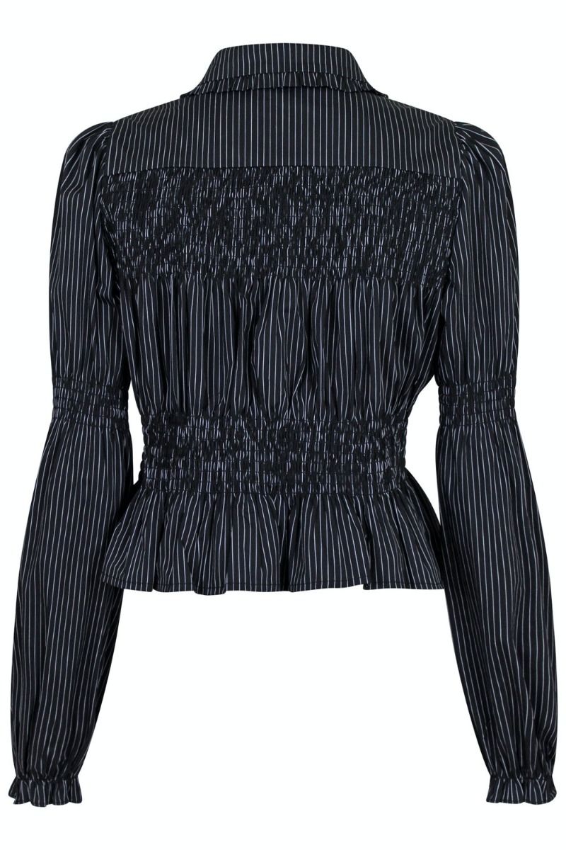 Neo Noir - Bluse - Kella Stripe Smock Shirt - Black