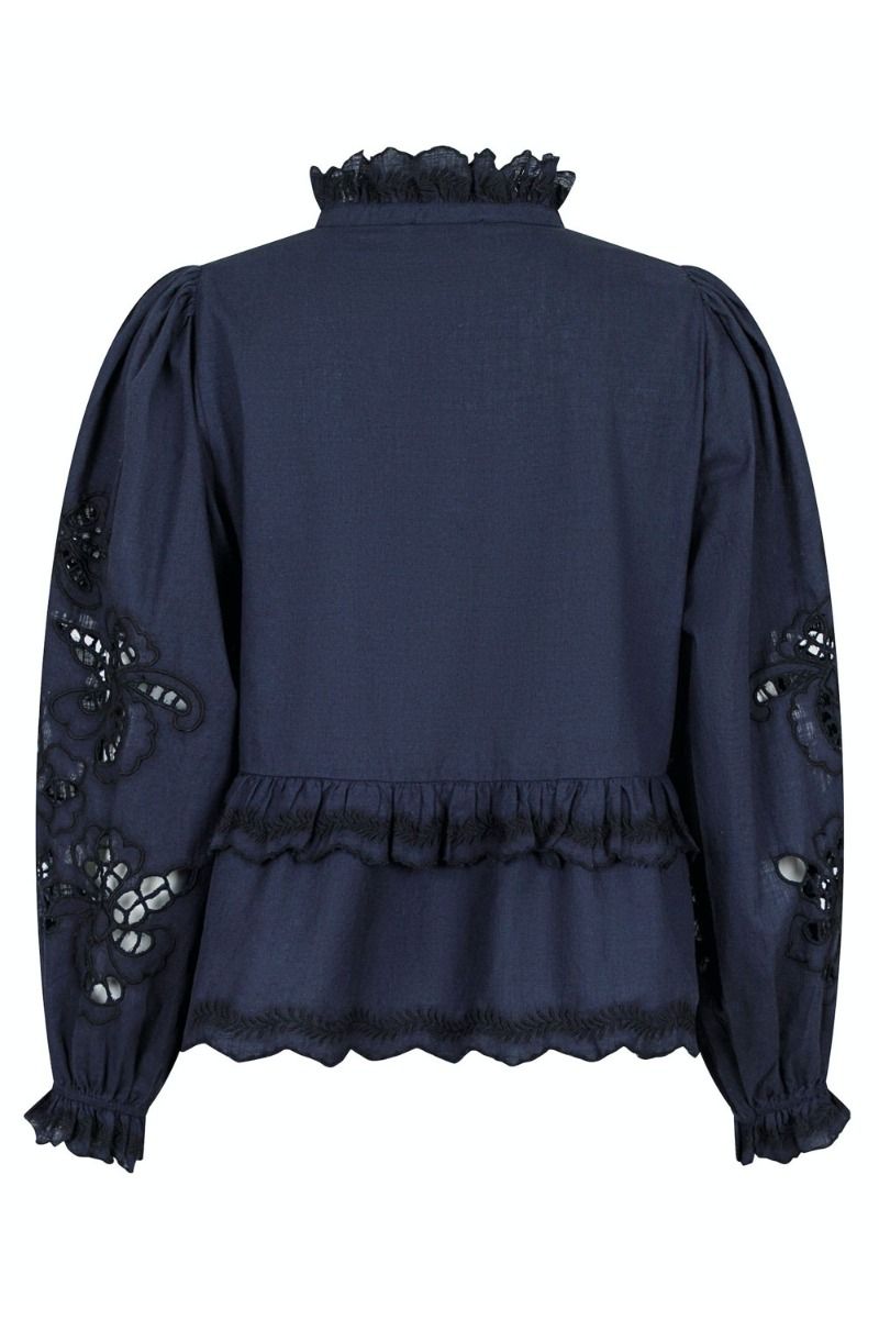Neo Noir - Bluse - Kimmo Embroidery Blouse - Navy